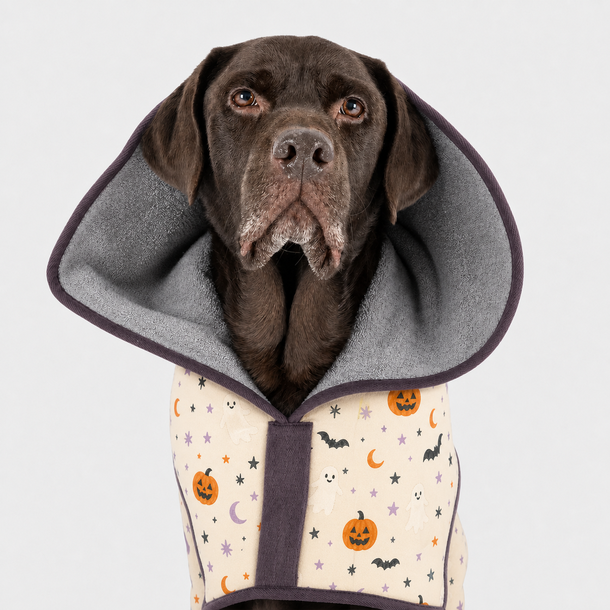 Cozy Pumpkin Halloween robe absorbent lining and hood detail