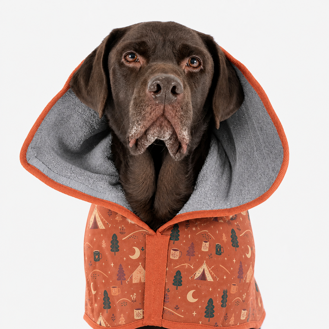 Sunset Camping robe absorbent lining and hood detail