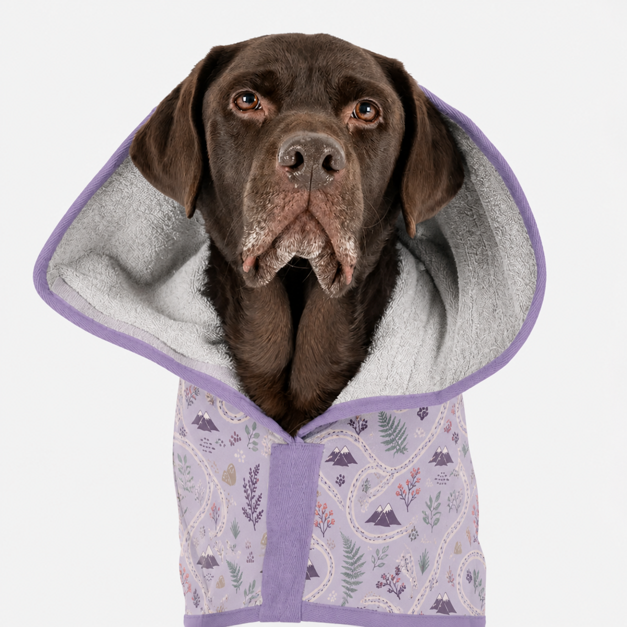 Wild Berry Hiking robe absorbent lining and hood detail
